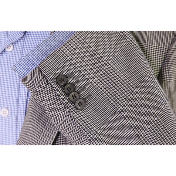 Giorgio Armani Black Label Current Black/Tan Plaid Wool-Silk 2-Btn Sportcoat 42R - Picture 6 of 9